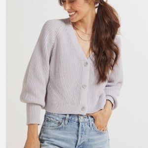 525 America Evereve Lavender Purple Brook Balloon Sleeve Cardigan sz L